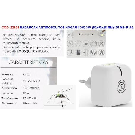 RADARCAN ANTIMOSQUITOS HOGAR 100-240V (50X50X28 MM) 25 M2 R102