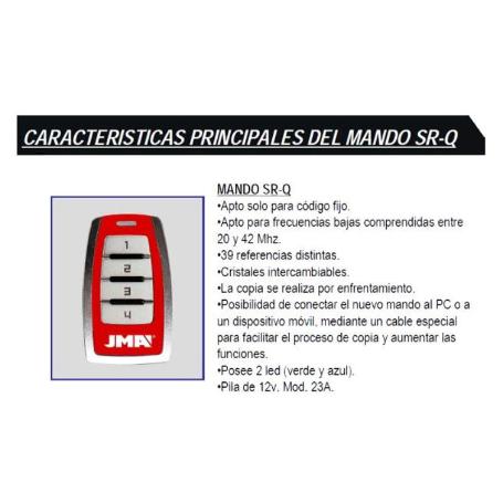 JMA MANDO DISTANCIA SR-Q QUARZO CODIGO FIJO (FREC. 20 Y 42  MHZ)