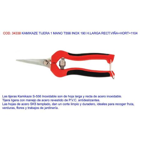 KAMIKAZE TIJERA 1 MANO T556 INOX 190 MM HOJA RECTA RECOLECC 1104