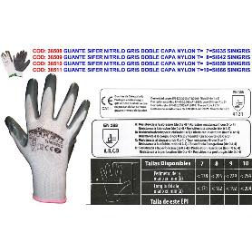 GUANTE SIFER NITRILO GRIS DOBLE CAPA NYLON T-XL10 SINIGRIS IRIS (CAJA 12 UNIDADES)