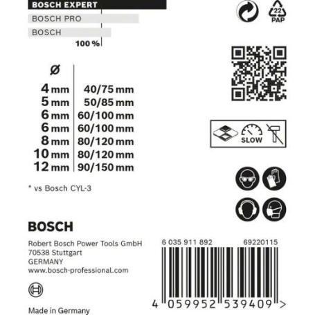 SET DE BROCAS EXPERT MULTICONSTRUCTION CYL-9 DE 4/5/6/6/8/10/12&NBSP;MM, 7 UNIDADES