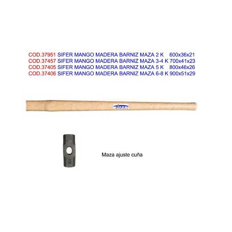 SIFER MANGO MADERA BARNIZ MAZA 6-8 K 900X51X29  + CUÑA  900MM