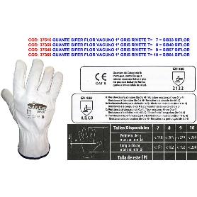 GUANTE SIFER PIEL FLOR VACUNO 1ª GRIS RIVETE T-9 BABIECA (CAJA 12 UNIDADES)