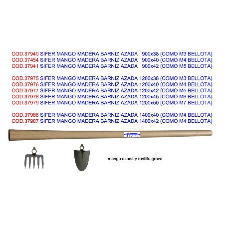SIFER MANGO MADERA BARNIZ PARA AZADA 1001 1200X38   M3 BELLOTA