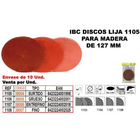 IBC FINSTOCK 1-108   5 DISCOS LIJA 127MM MADERA FINOS