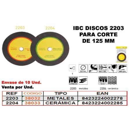 IBC FINSTOCK 2-203 DISCO 125MM CORTE METALES