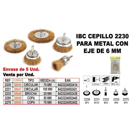 IBC FINSTOCK 2-231 CEPILLO METAL 100MM CIRCULAR+EJE 6