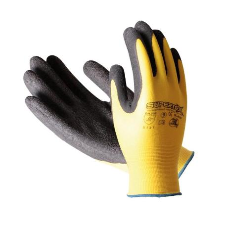 3L GUANTE NYLON+LATEX PALMA SUPERTEX  AGRICOLA AMARILL T-8 SL-01