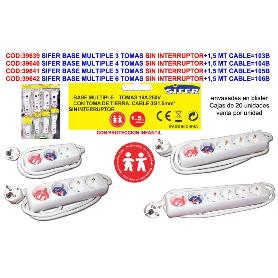 SIFER PROLONGADOR BASE MULTIPLE 4 TOMAS+1,5 MT CABLE 104B