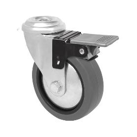 RUEDA MOBILIARIO 40 Ø GOMA GRIS AGUJERO 8Ø FRENO 18H0335