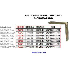 AVL ANGULO REFUERZO BICROMATADO 3   80X  80 (CAJA 0.5 UNIDADES)