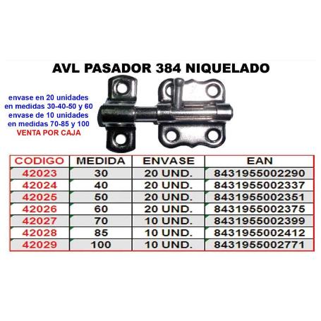 AVL PASADOR 384 NIQUEL   30 MM (CAJA 50 UNIDADES)