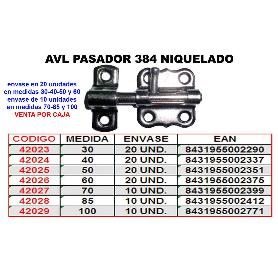 AVL PASADOR 384 NIQUEL   40 MM (CAJA 20 UNIDADES)