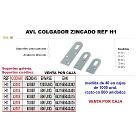 AVL COLGADOR H1 ZINCADO DE 40 MM (CAJA 200 UNIDADES)