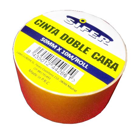 SIFER CINTA DOBLE CARA BASE TEJIDO VAINILLA 50MM X 10 M REF.3295