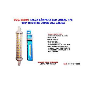 TALOX LAMPARA LED R7S 18 X 118 MM LINEAL  8W 3000K LUZ CALIDA