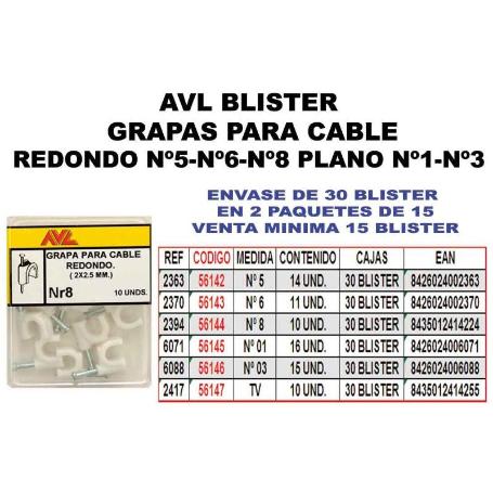 AVL BLISTER GRAPA CABLE TV  2417 (CAJA 15 UNIDADES)