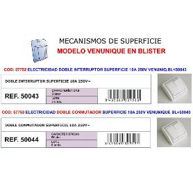 ELECTRICIDAD FINSTO DOBLE INTER SUPERF.10A 250V VENUNIQ.BL 50043