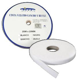 SIFER CINTA VELCRO ADHESIVA MACHO-GANCHO BLANCA 25MX20MM