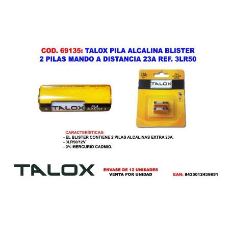 TALOX PILA ALCALINA 12V-BLISTER 2 U. 23A2 3LR50 (MN21)