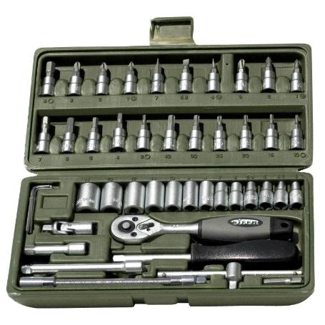 SIFER JUEGO LLAVES VASO PROFESIONAL 46 PIEZAS DE 1-4 T22246