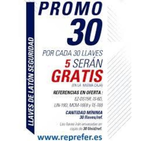 LLAVES JMA PROM. 30 LLAVES+5 GRATIS SEGURIDAD LATON MOD  IS-6D