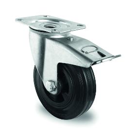 RUEDA INDUSTRIAL 100Ø GOMA NEGRA PLACA GIRO FRENO 20B0024