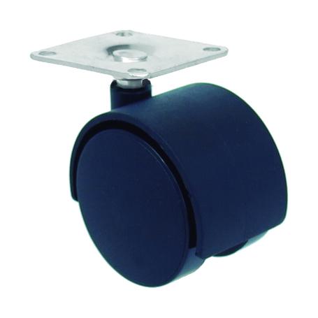 RUEDA MOBILIARIO 50Ø NYLON NEGRA PLACA 42X42 40K 18H0003