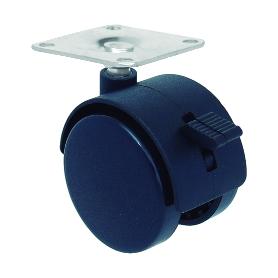 RUEDA MOBILIARIO 40Ø NYLON NEGRA PLACA FRENO 30KG 18H0004