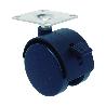 RUEDA MOBILIARIO 50Ø NYLON NEGRA PLACA FRENO 40KG 18H0005