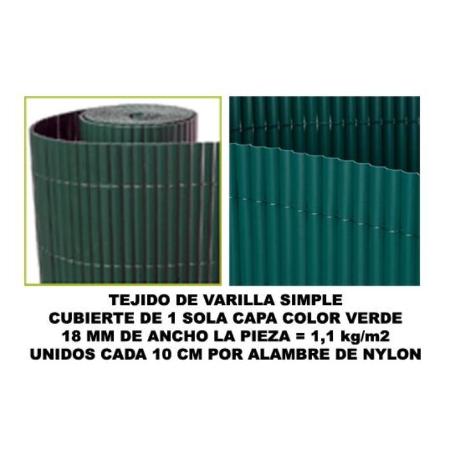 BAMBU CAÑIZO PVC 1 CARA 18 MM COLOR VERDE 150X500 CM   MZ8006