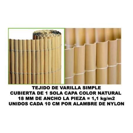 BAMBU CAÑIZO PVC 1 CARA 18 MM COLOR NATURAL 150X500 CM   MZ8006