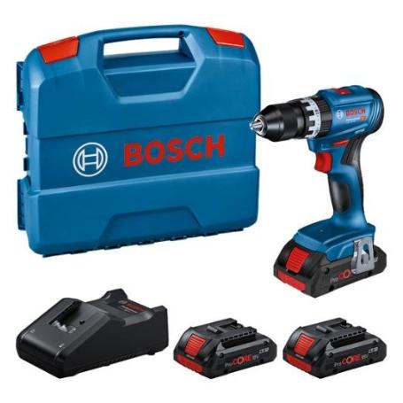 SET PARA PROFESIONALES: TALADRO CON PERCUSIÓN A BATERÍA GSB 18V-45 + 3 X PROCORE18V 4.0AH + GAL 18V-40 EN L-CASE