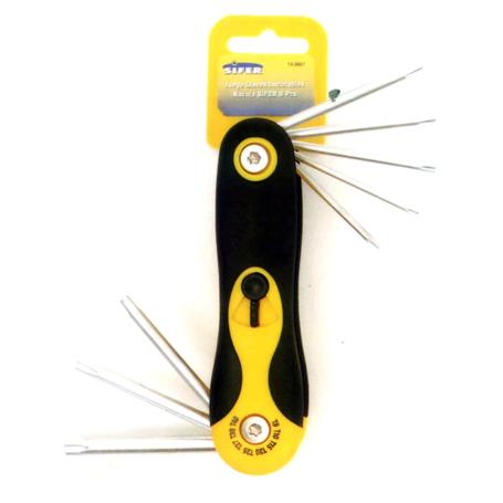 SIFER JUEGO LLAVES TORX INVIOLABLE NAVAJA 8 PIEZAS 13-3807