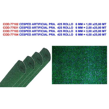 CESPED ARTIFICIAL F.S. PRA.  425 ROLLO   6 MM 1,00 X25,00 MT