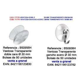 BRINOX VENTOSA GANCHO ACERO 30MM TRANSPARENTE GRANEL B50806H