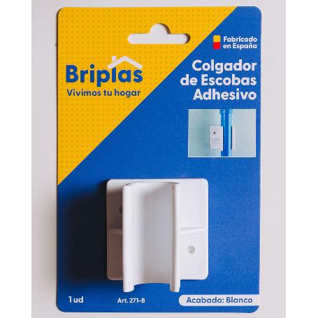 BRIPLAS COLGADOR ESCOBAS PLASTIC ADHESIVO 1U BLANCO 271B