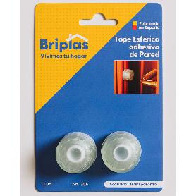 BRIPLAS TOPE PUERTA ADHESIVO PARED  2 U TRANSPARENTE 308