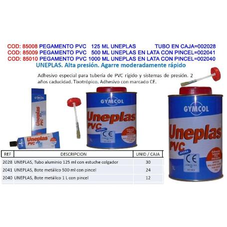 UNECOL PEGAMENTO COLA PVC  500 ML UNEPLAS LATA CON PINCEL 002041