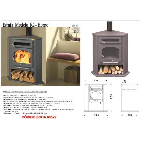 ESTUFA FINSTOCK LEÑA 344 RINCON R2+HORNO ECO SALIDA VERTICAL 150