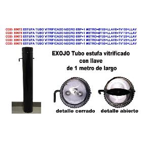 ESTUFA TUBO VITRIFICADO NEGRO 850º 1 METRO Ø120+LLAVE TV120+LLAV