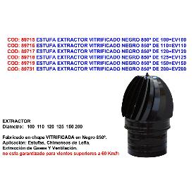 ESTUFA EXTRACTOR VITRIFICADO NEGRO 850º DE 150 EV150