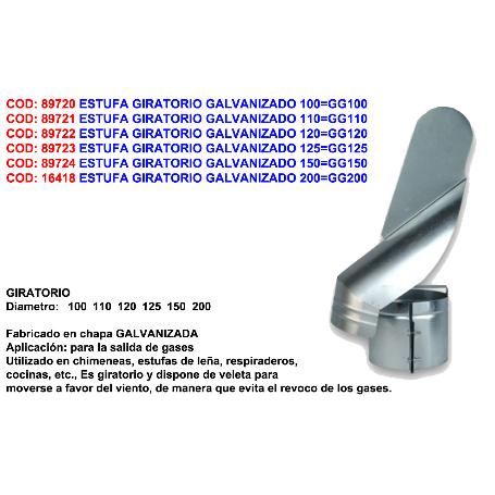 ESTUFA GIRATORIO CON VELETA GALVANIZADO 110 GG110
