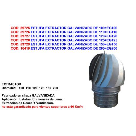 ESTUFA EXTRACTOR GALVANIZADO DE 150 EG150