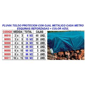 PLUVIA TOLDO LONA PROTECCION+OJAL+REFUERZO 2X3  6 M2 80GR AZUL