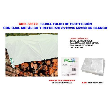 PLUVIA TOLDO LONA PROTECCION+OJAL+REFUERZO 2X3 6 M2 80GR BLANCO