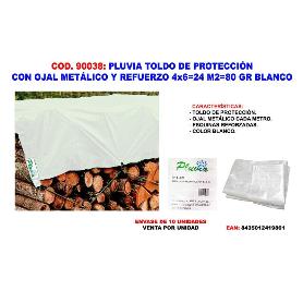 PLUVIA TOLDO LONA PROTECCION+OJAL+REFUERZO 4X6 24 M2 80GR BLANCO