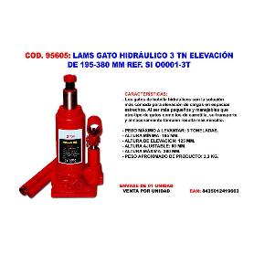 LAMS GATO HIDRÁULICO 3 TN ELEVACIÓN 195-380 MM REF. SI O0001-3T