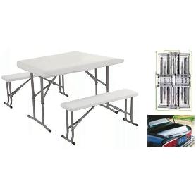 MESA+2 BANCO PLEGABLE CAMPING 112X67XH72 BANCO90X21XH 41 HP113PZ