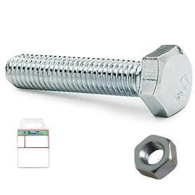 BLISTER TORNILLO ROSCA METAL CABEZA HEXAGONAL DIN 933 CON TUERCA CINCADO METRICA M-8 LARGO 16MM